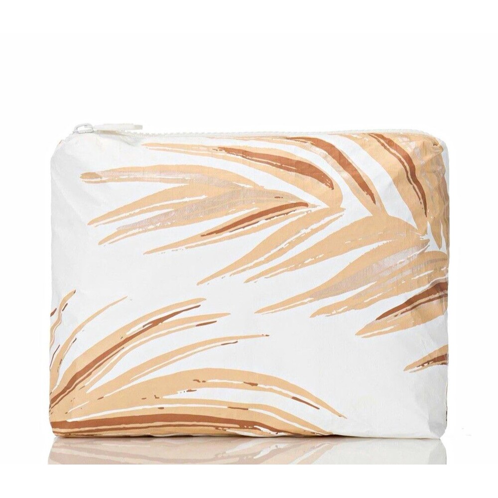 Aloha Collection Small Sway Leeward Makeup Bag Zipper White/Beige SMAWT175